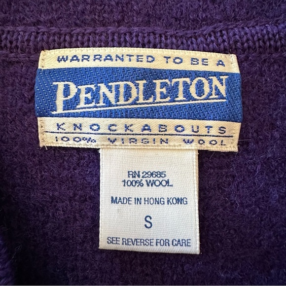 Vintage Pendleton 100% Virgin Wool Purple Knit Vest with Mandarin Collar Size S - Picture 11 of 13